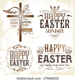 Set of easter typography emblems