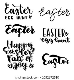 Set of Easter. Vector illustration: Brush lettering composition of Easter isolated on white background.