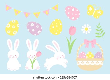 a set of easter vector illustrations for banners, cards, flyers, social media wallpapers, etc.