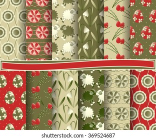 Set of Easter vector paper with abstract shapes and decorative design elements for scrapbook