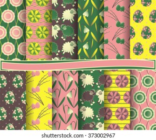 Set of Easter vector paper with abstract shapes and decorative design elements for scrapbook