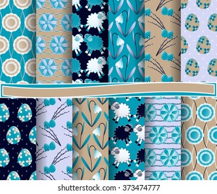 Set of Easter vector paper with abstract shapes and decorative design elements for scrapbook