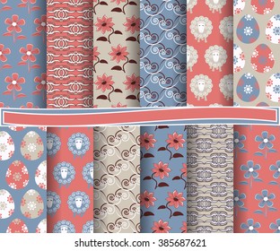 Set of Easter vector paper with abstract shapes and decorative design elements for scrapbook