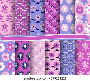 Set of Easter vector paper with abstract shapes and decorative design elements for scrapbook