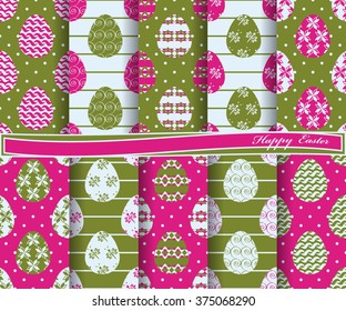 Set of Easter vector paper with the symbol painted egg and decorative design elements for scrapbook