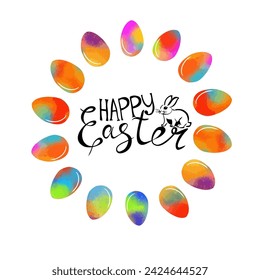 Set von Oster-Aquarell-Eiern. Frohe Ostern. Handzeichnung. Nicht KI. Vektorgrafik
