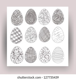 Set of eastern eggs. Vector illustration.