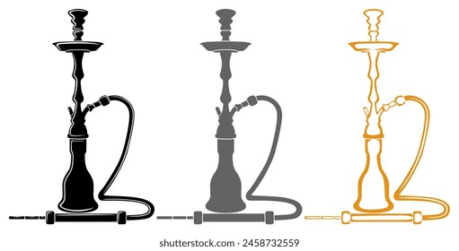 set eastern hookah icon. Vintage shisha logo vector illustration