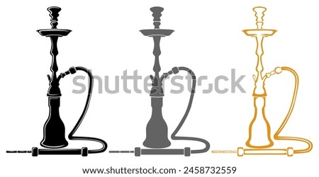 set eastern hookah icon. Vintage shisha logo vector illustration