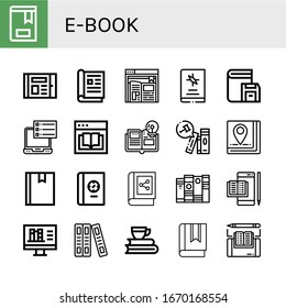 Set Of E-book Icons. Such As Book, Ebook, Magazine, Books, Online Library , E-book Icons