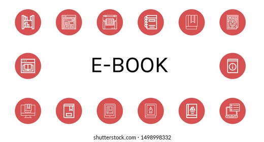 Set of e-book icons such as Bookshelf, Ebook, Book, Magazine , e-book
