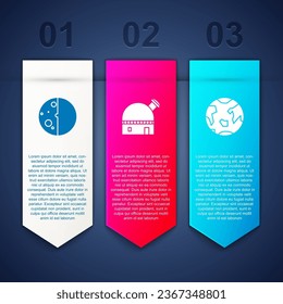 Set Eclipse of the sun, Astronomical observatory and Planet Earth. Business infographic template. Vector