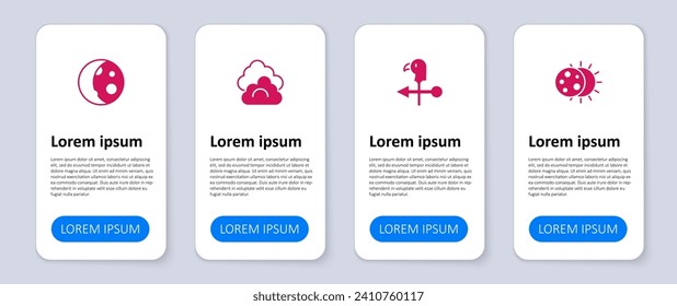 Set Eclipse of the sun, Rooster weather vane, Cloud and Moon phases. Business infographic template. Vector