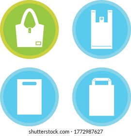 Set of an eco bag and shopping bag icon.