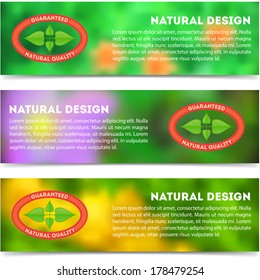 Set of eco banners with flat colored vintage label