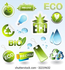 Set of eco and bio buttons and design elements