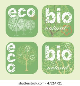 set of eco, bio stickers