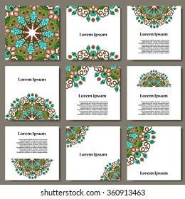 Set of eco brochures and flyers.  Cards with flowers for your design on ecology business