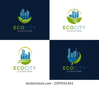 Set of Eco City and Green City logo design