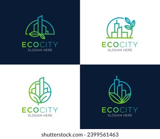 Set of Eco City and Green City logo design