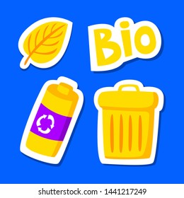 Set of eco doodle sticker. go green sticker