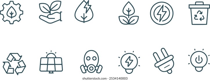 set of eco energy icon vector line design 