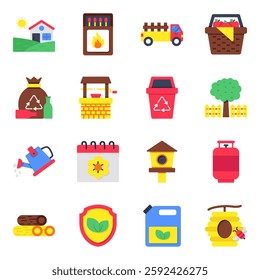 Set of Eco and Environment Flat Icons


