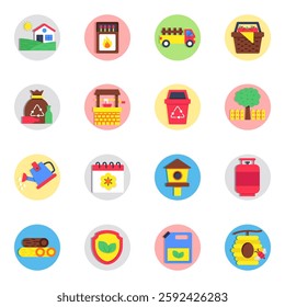 Set of Eco and Environment Flat Icons


