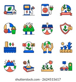 Set Of Eco Flat Icons