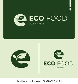 Set of eco food logo design. Ecologic food stamps. Organic natural food labels.