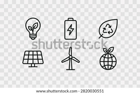 Set of eco friendly energy icons, sustainable power symbols, green environment vector collection