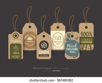 Set of eco friendly fabric cloth tag labels collection design elements