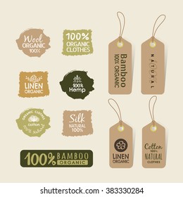 Set of eco friendly fabric tag labels collection design elements