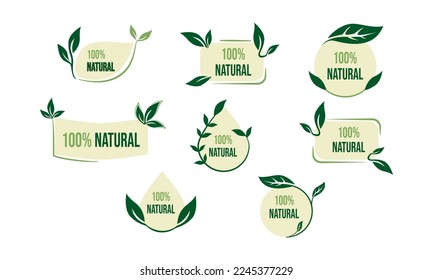 Set of eco friendly green badges design. Collection of vegan ,bio, organic food, gluten free, and natural products labels. Eco stickers for labeling package
