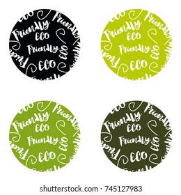 Set of ECO friendly green Set of green labels and badges with leaves for eco friendly products Set of ECO friendly green