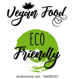 Set of ECO friendly green Set of green labels and badges with leaves for eco friendly products Set of ECO friendly green