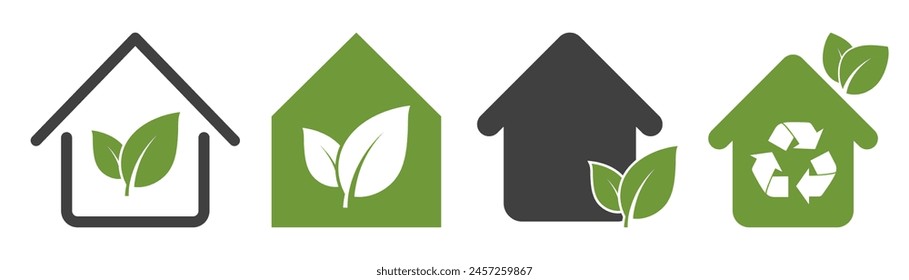 Set of eco friendly home icons on white background
