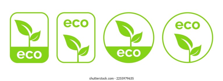 Set Of Eco Friendly Icons. Ecologic food stamps. Organic natural food labels.