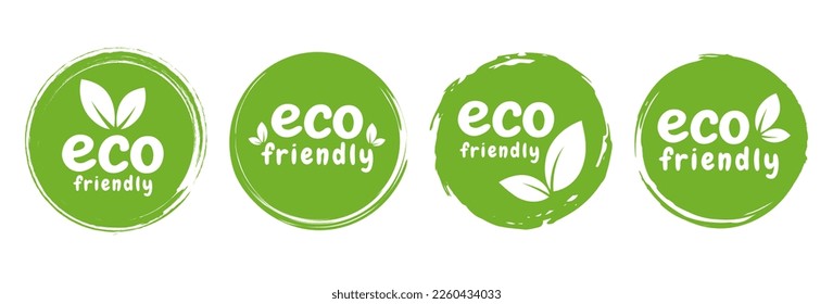 Set Of Eco Friendly Icons. Ecologic food stamps. Organic natural food labels.