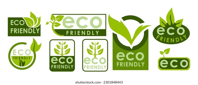 Set of eco friendly icons. Ecologic food stamps. Organic natural food labels