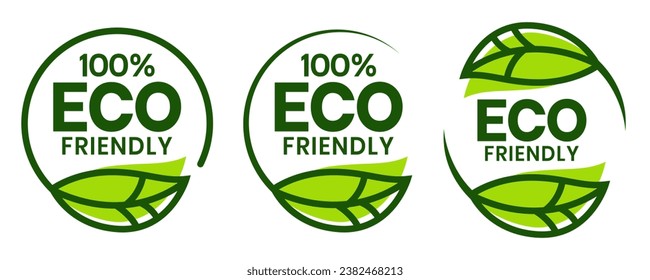 Set of eco friendly icons. Ecologic food stamps. Organic natural food labels.