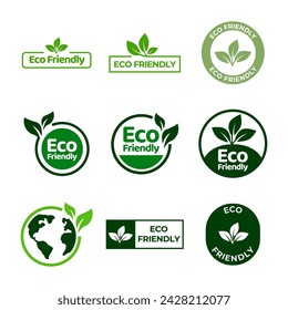 Set Of Eco Friendly Icons. Ecologic food stamps. Organic natural food labels.