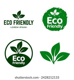 Set Of Eco Friendly Icons. Ecologic food stamps. Organic natural food labels.