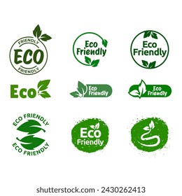 Set Of Eco Friendly Icons. Ecologic food stamps. Organic natural food labels.
