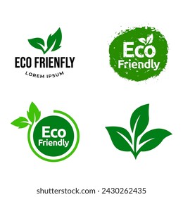 Set Of Eco Friendly Icons. Ecologic food stamps. Organic natural food labels.