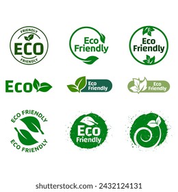 Set Of Eco Friendly Icons. Ecologic food stamps. Organic natural food labels.