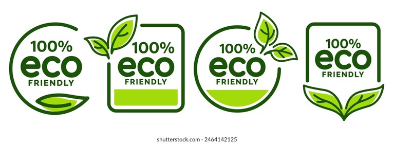 Set of eco friendly icons. Ecologic food stamps. Organic natural food labels.	