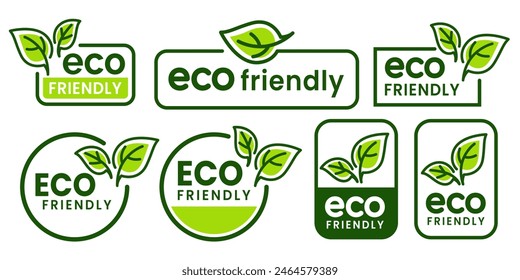 Set of eco friendly icons. Ecologic food stamps. Organic natural food labels.	