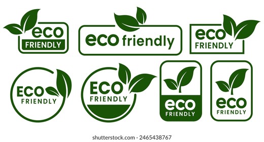 Set of eco friendly icons. Ecologic food stamps. Organic natural food labels.