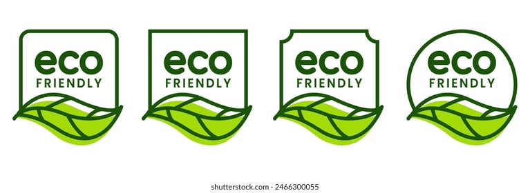 Set of eco friendly icons. Ecologic food stamps. Organic natural food labels.